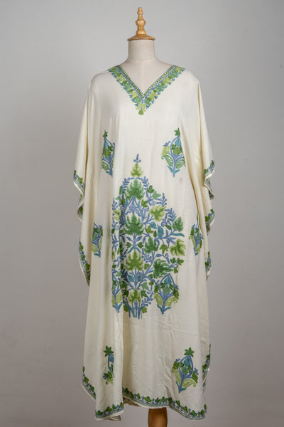 Ivory Breeze Aari Embroidered Kaftan for Summer Days