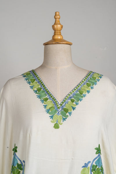 Ivory Breeze Aari Embroidered Kaftan for Summer Days
