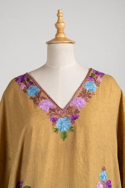 Earthy Bloom Aari Embroidered Kaftans with Pastel Accents