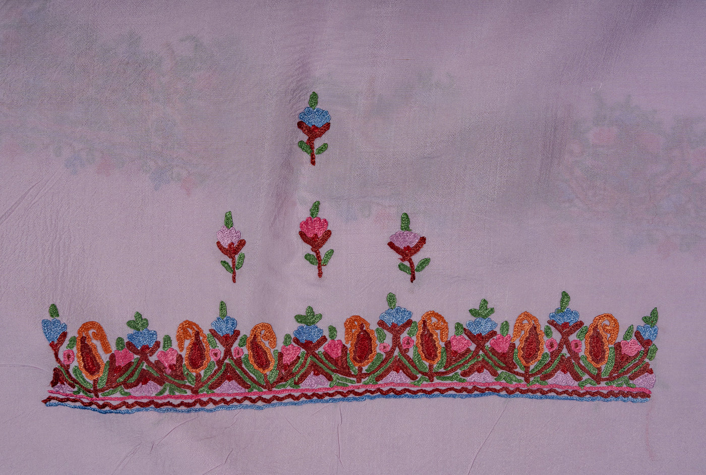 Pure silk hand Aari Embroidered saree