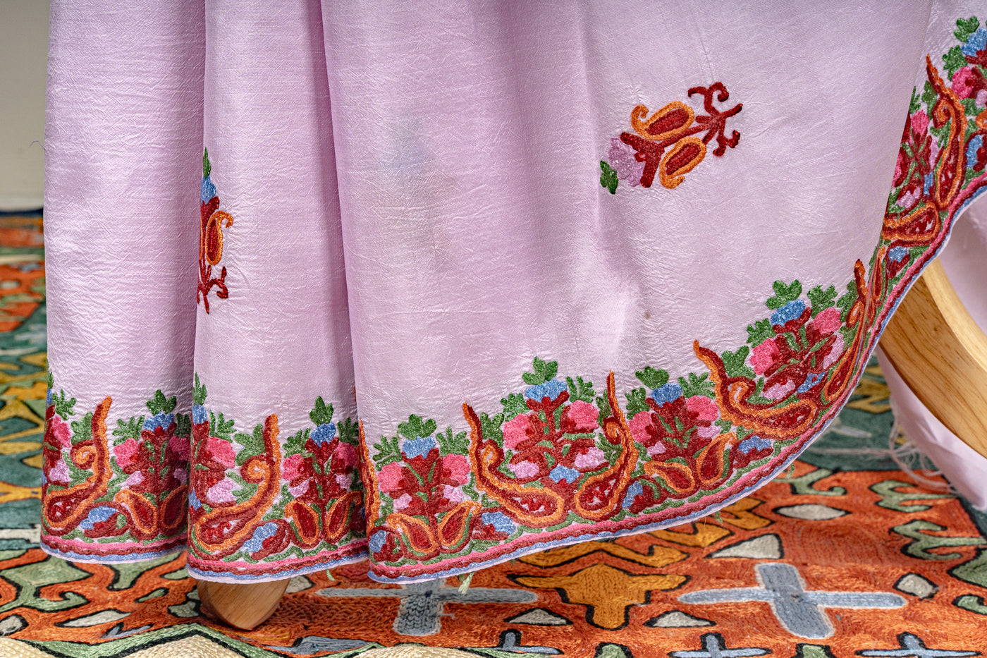 Pure silk hand Aari Embroidered saree