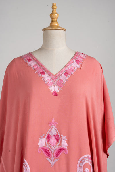 Rose Elegance Aari Embroidered Kaftans in Pink