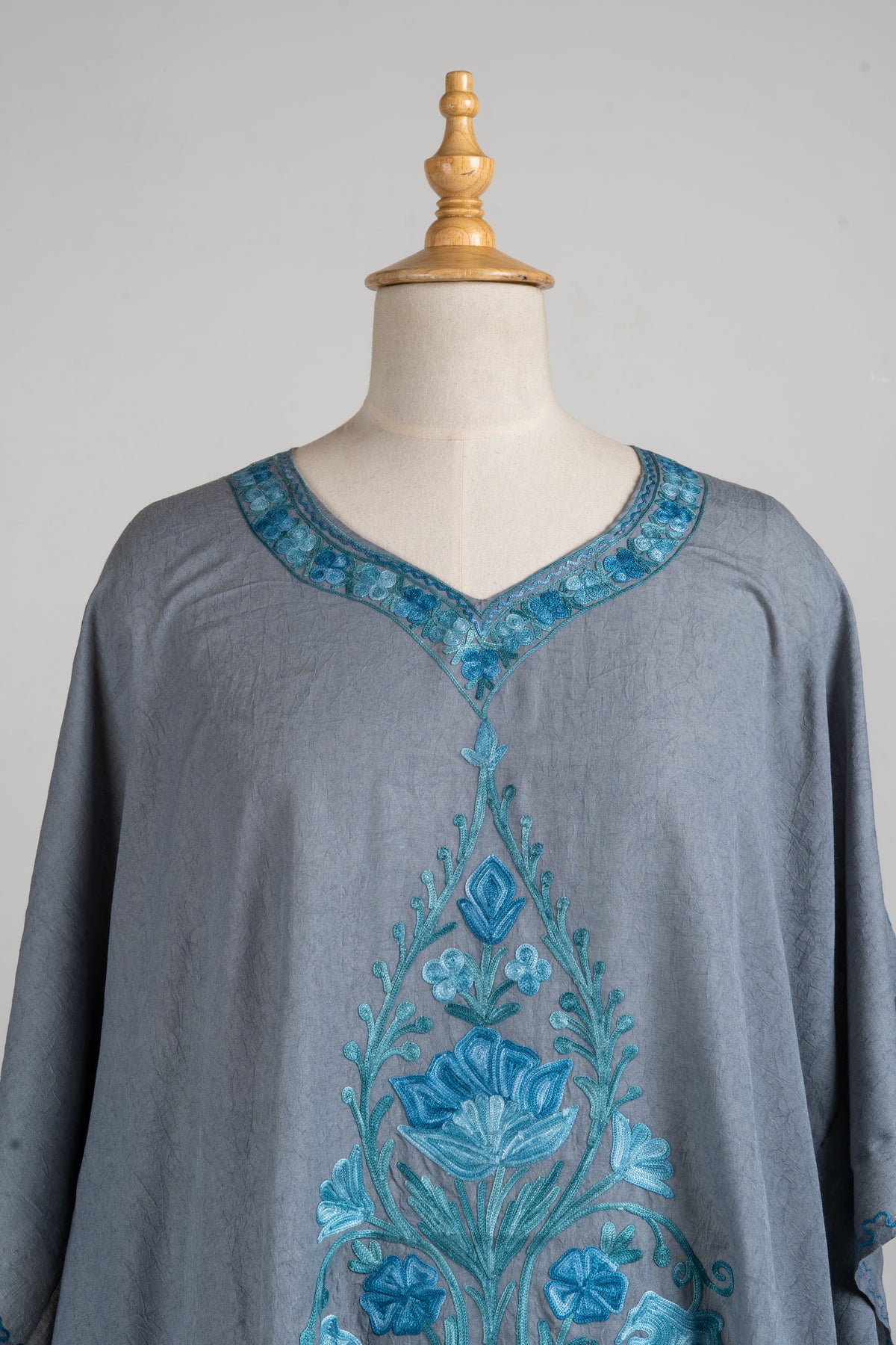 Misty Meadow Aari Embroidered Kaftans in Slate Grey