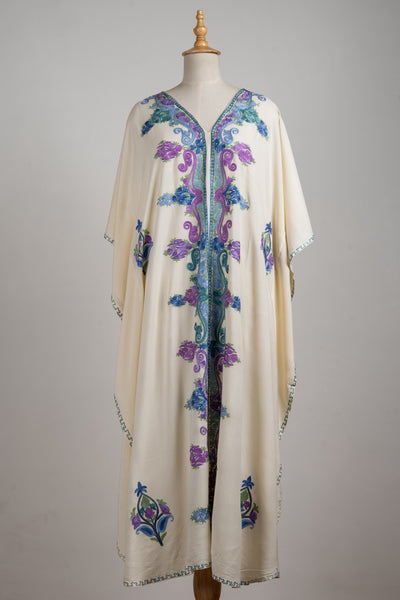 Royal Garden Aari Embroidered Kaftans in Ivory