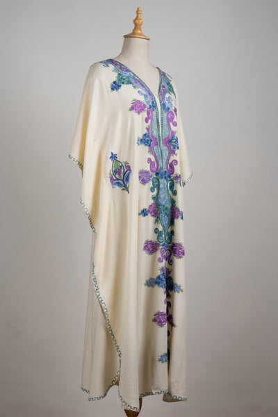 Royal Garden Aari Embroidered Kaftans in Ivory