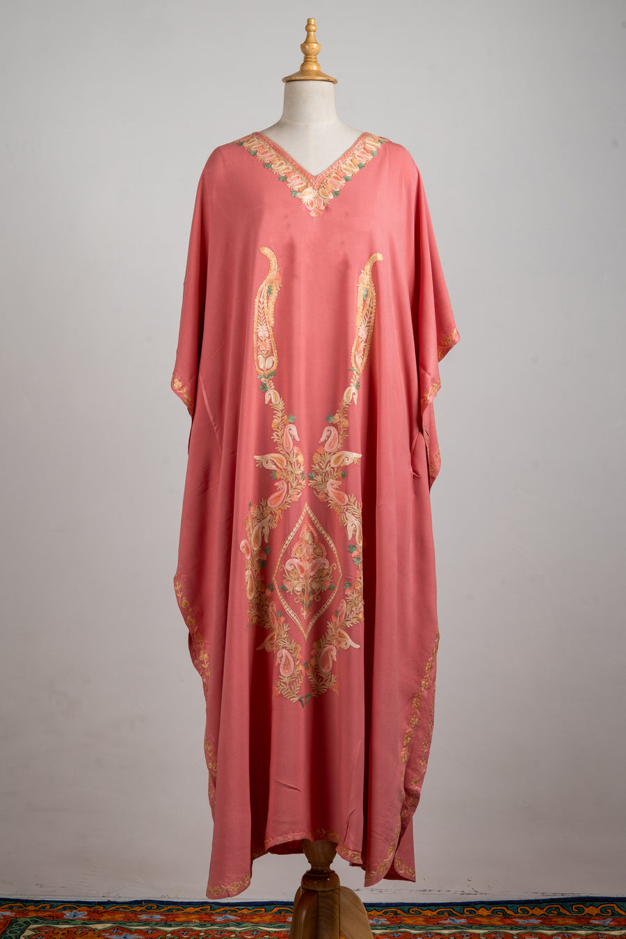 Blush Gold Aari Embroidered Kaftans with Paisley Elegance