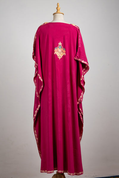 Royal Fuchsia Aari Embroidered Kaftans with Baroque Motifs