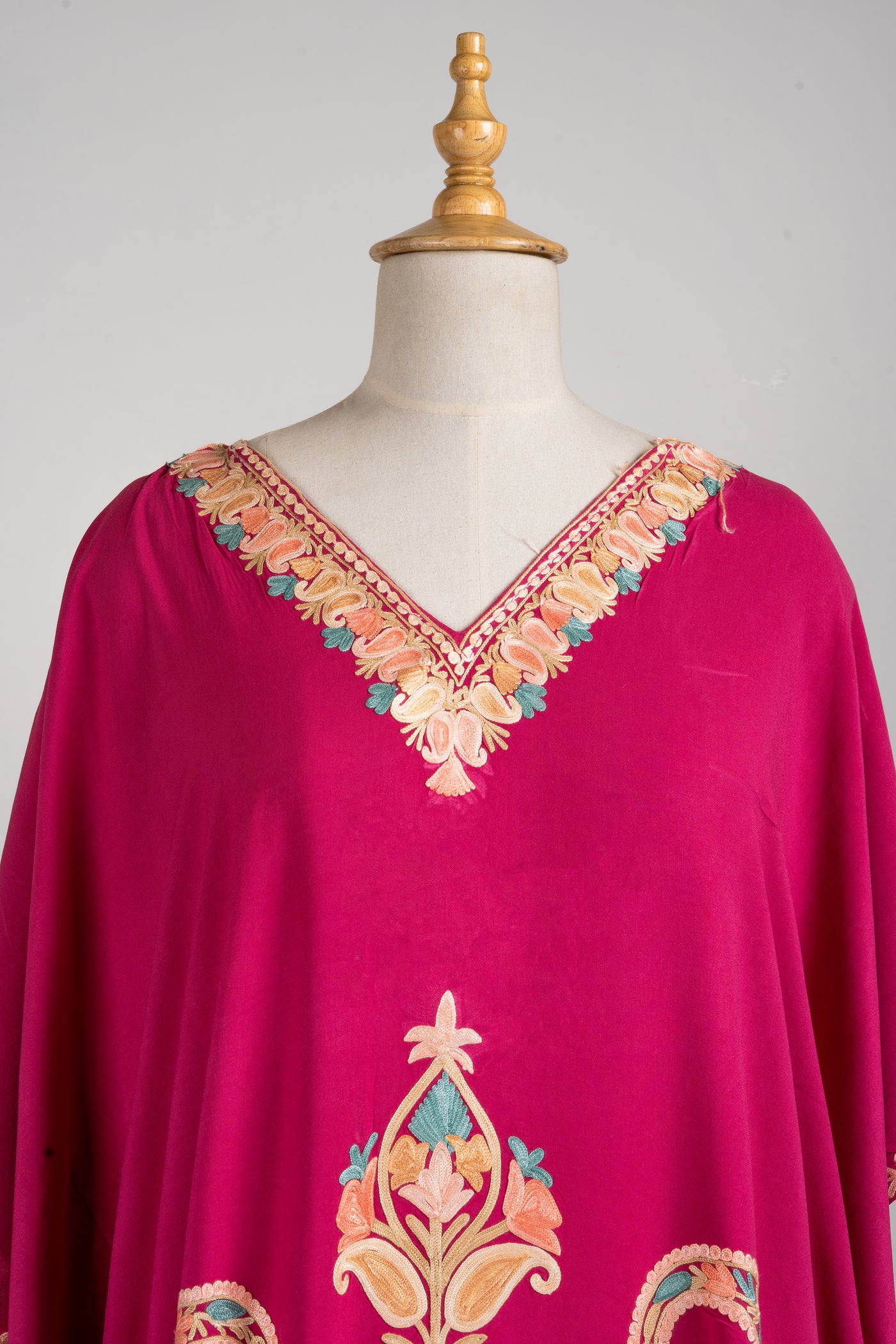 Royal Fuchsia Aari Embroidered Kaftans with Baroque Motifs