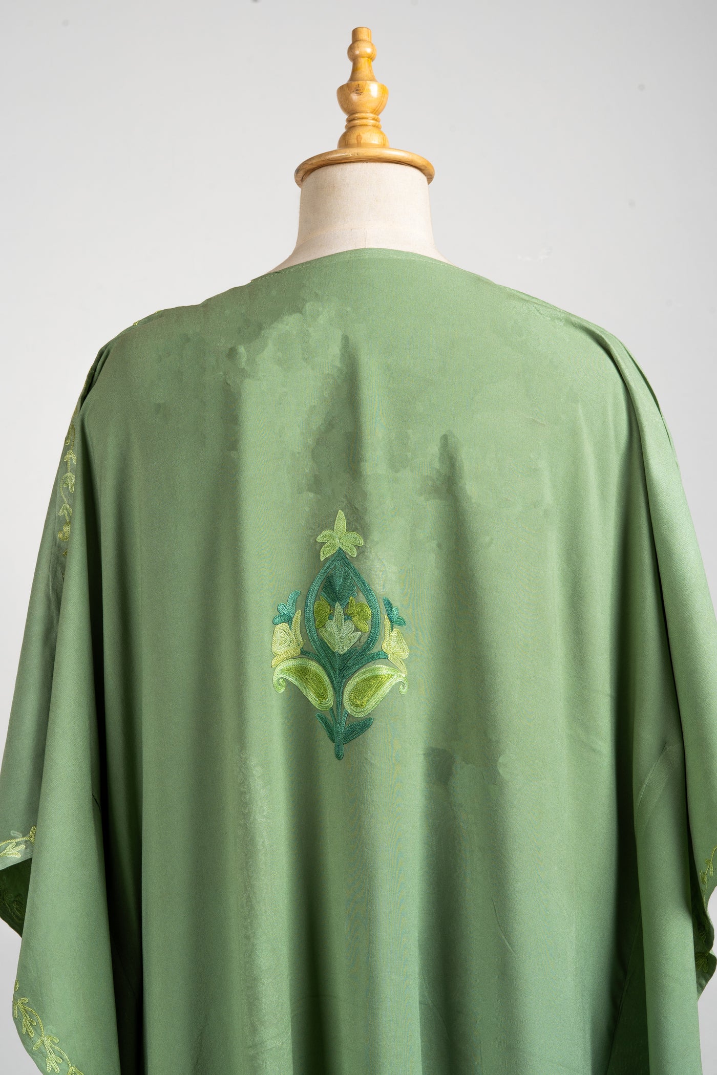Meadow Mist Aari Embroidered Kaftans in Olive Green