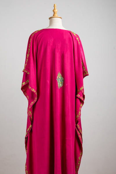 Fuchsia Regal Aari Embroidered Kaftans with Emerald Detailing