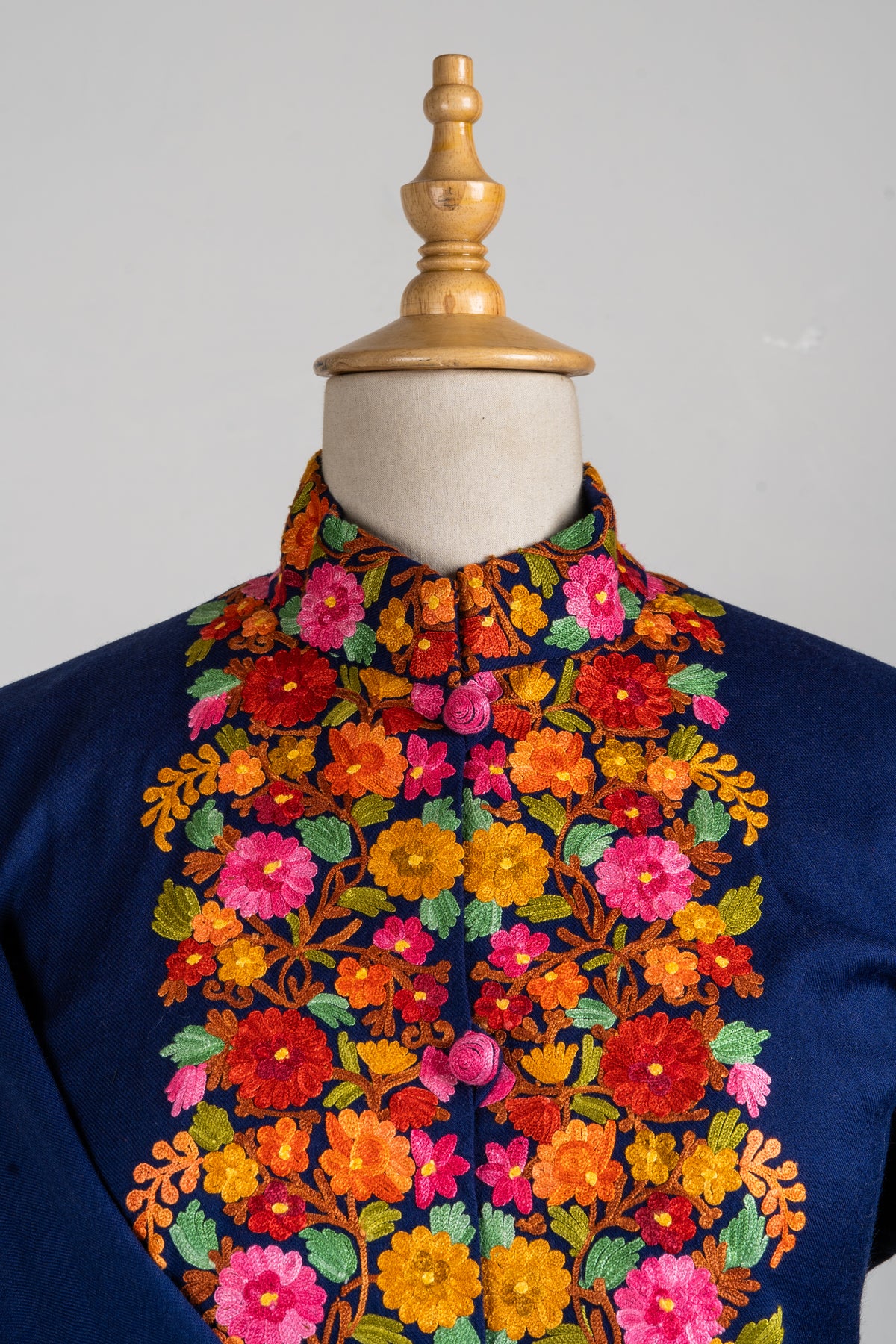 Midnight Bloom Aari Embroidered Long Jacket