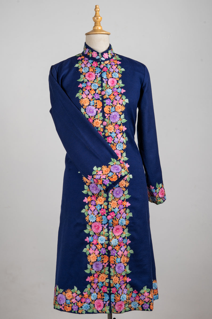 Blossom Cascade Aari Embroidered Long Jacket