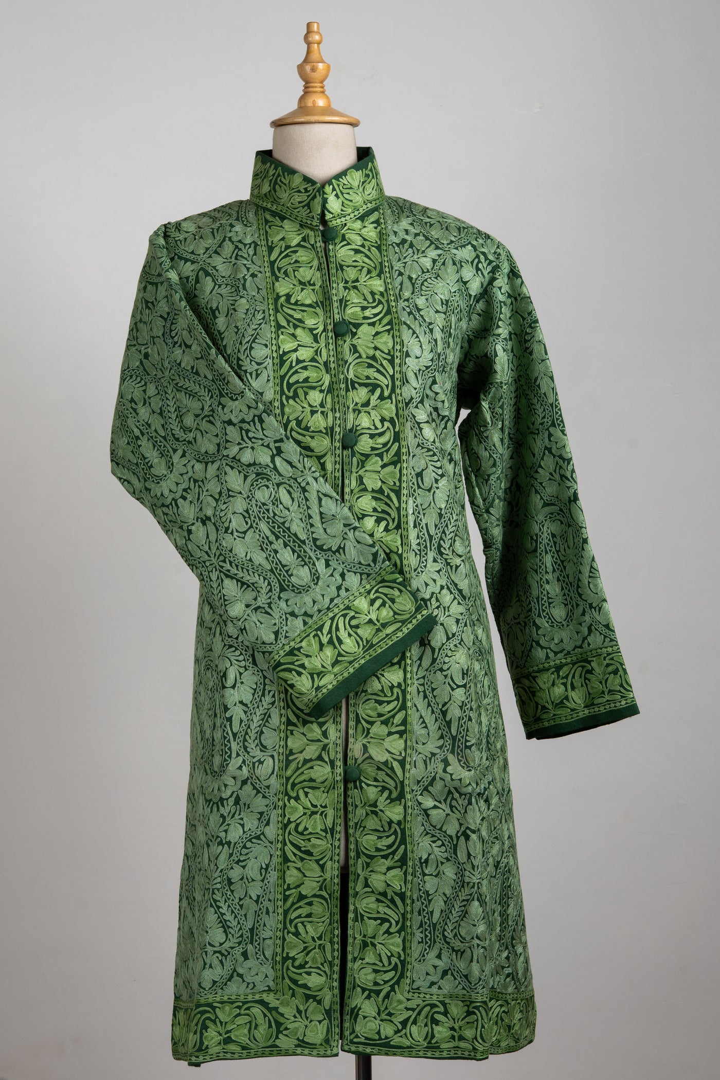 Forest Verdure Aari Embroidered Long Jacket