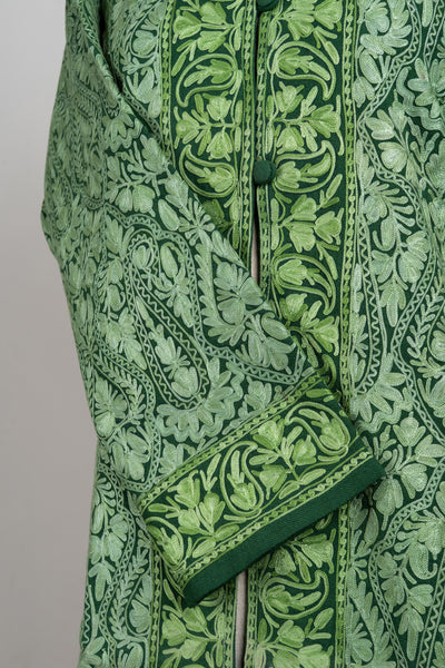 Forest Verdure Aari Embroidered Long Jacket