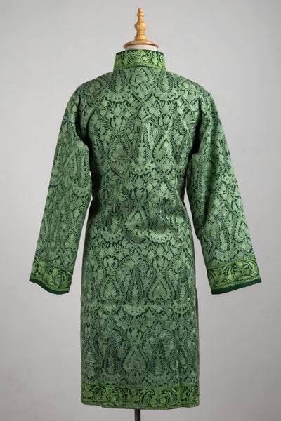 Forest Verdure Aari Embroidered Long Jacket