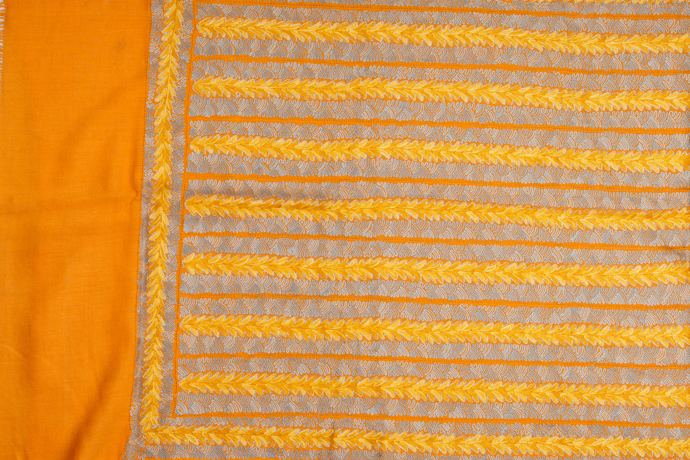 Golden Grove Cut Work Aari & Zari Embroidered Scarf in Merino Wool
