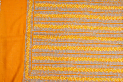 Golden Grove Cut Work Aari & Zari Embroidered Scarf in Merino Wool