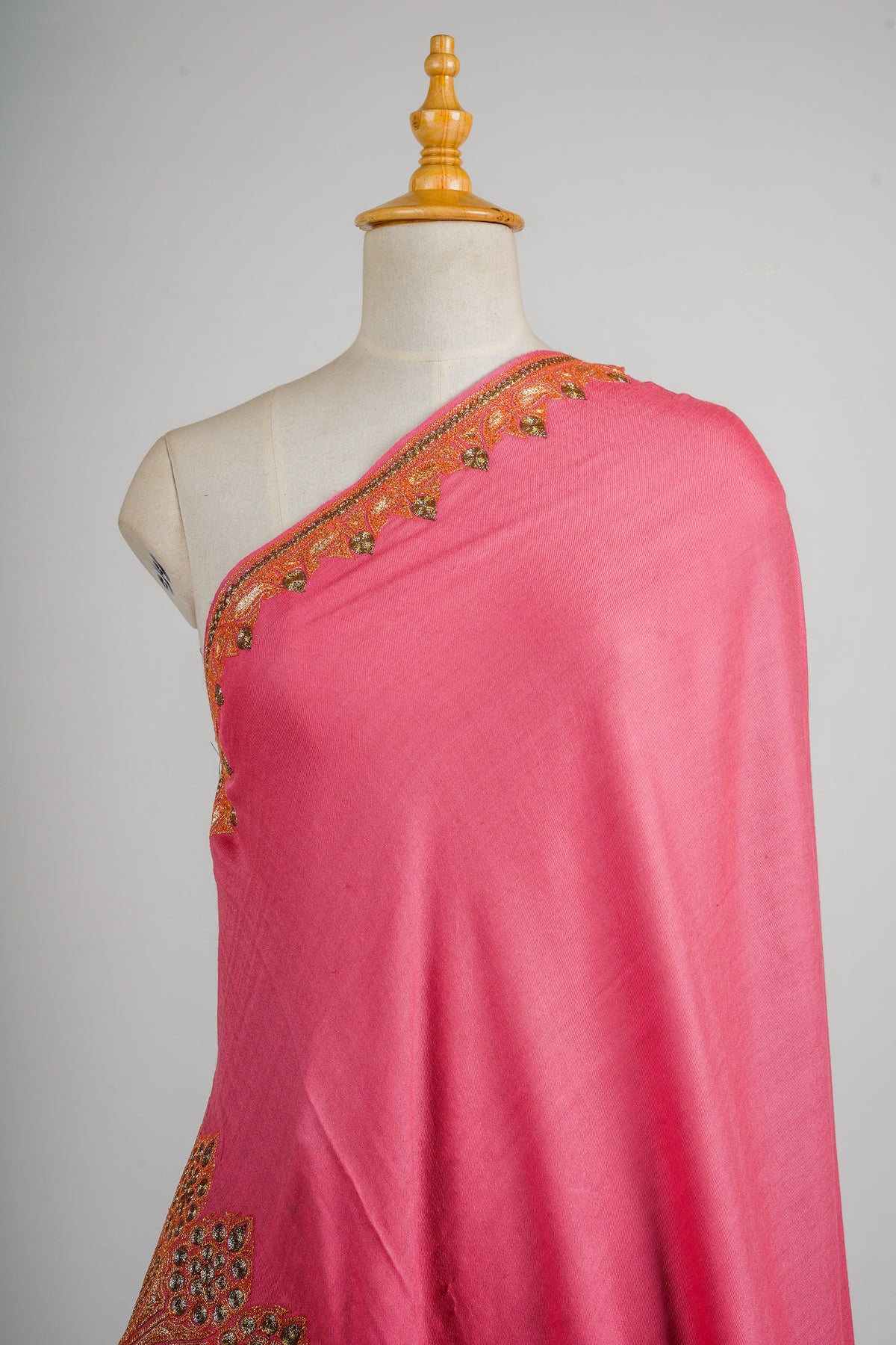 Rose Radiance Tilla Embroidered Merino Wool Shawl