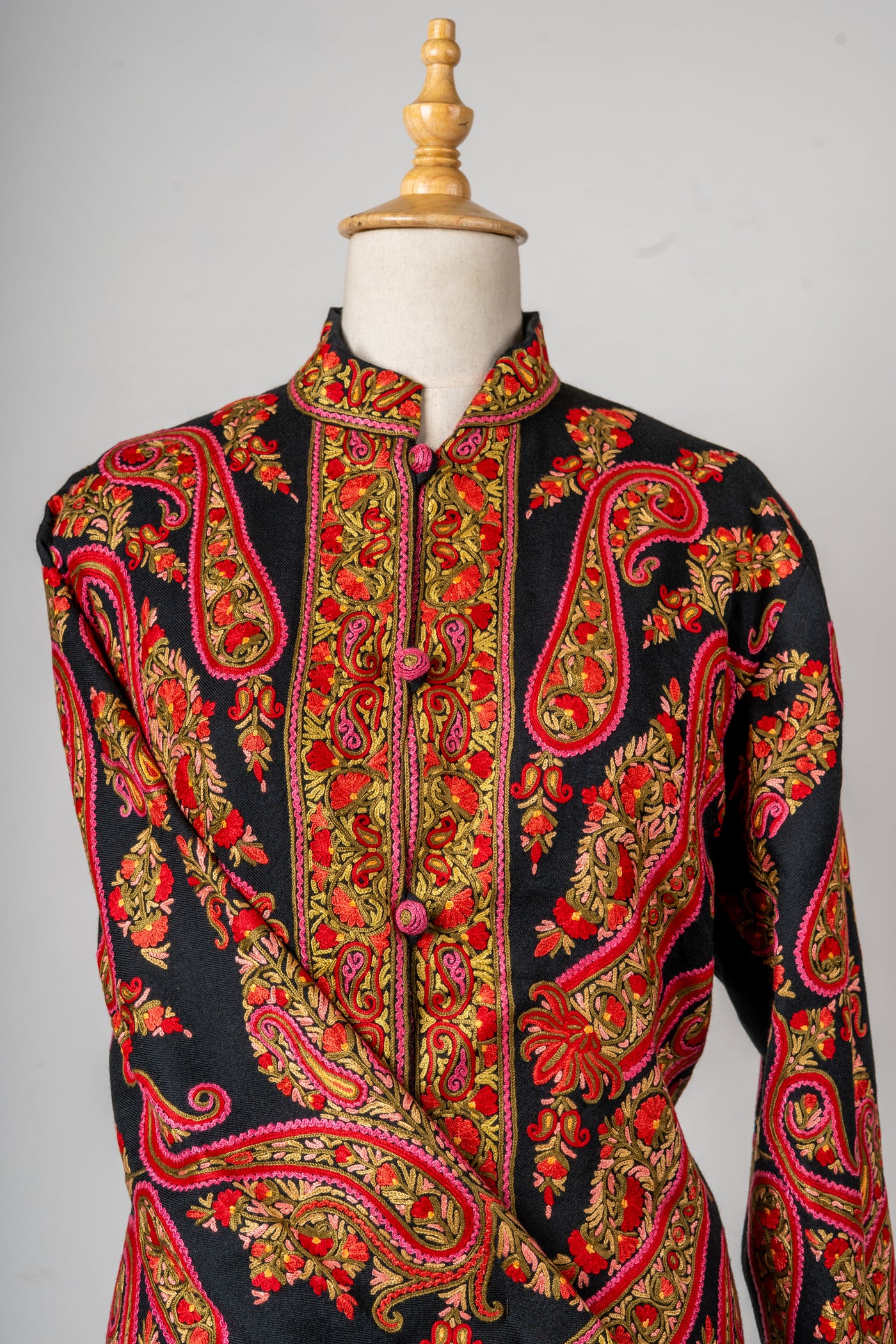 Royal Paisley Aari Hand-Embroidered Long Jacket