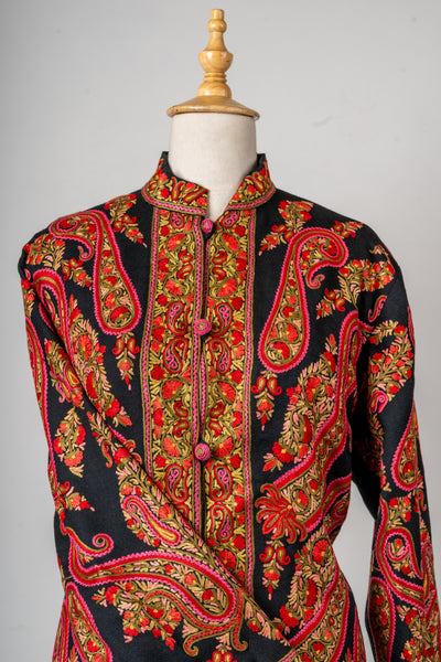 Royal Paisley Aari Hand-Embroidered Long Jacket