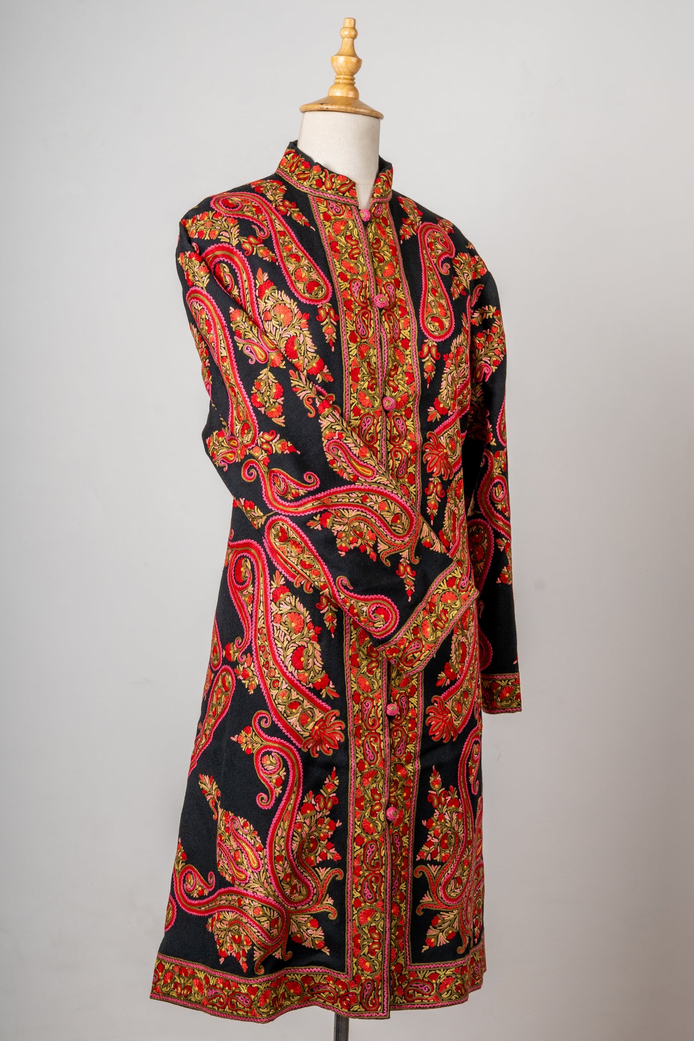 Royal Paisley Aari Hand-Embroidered Long Jacket