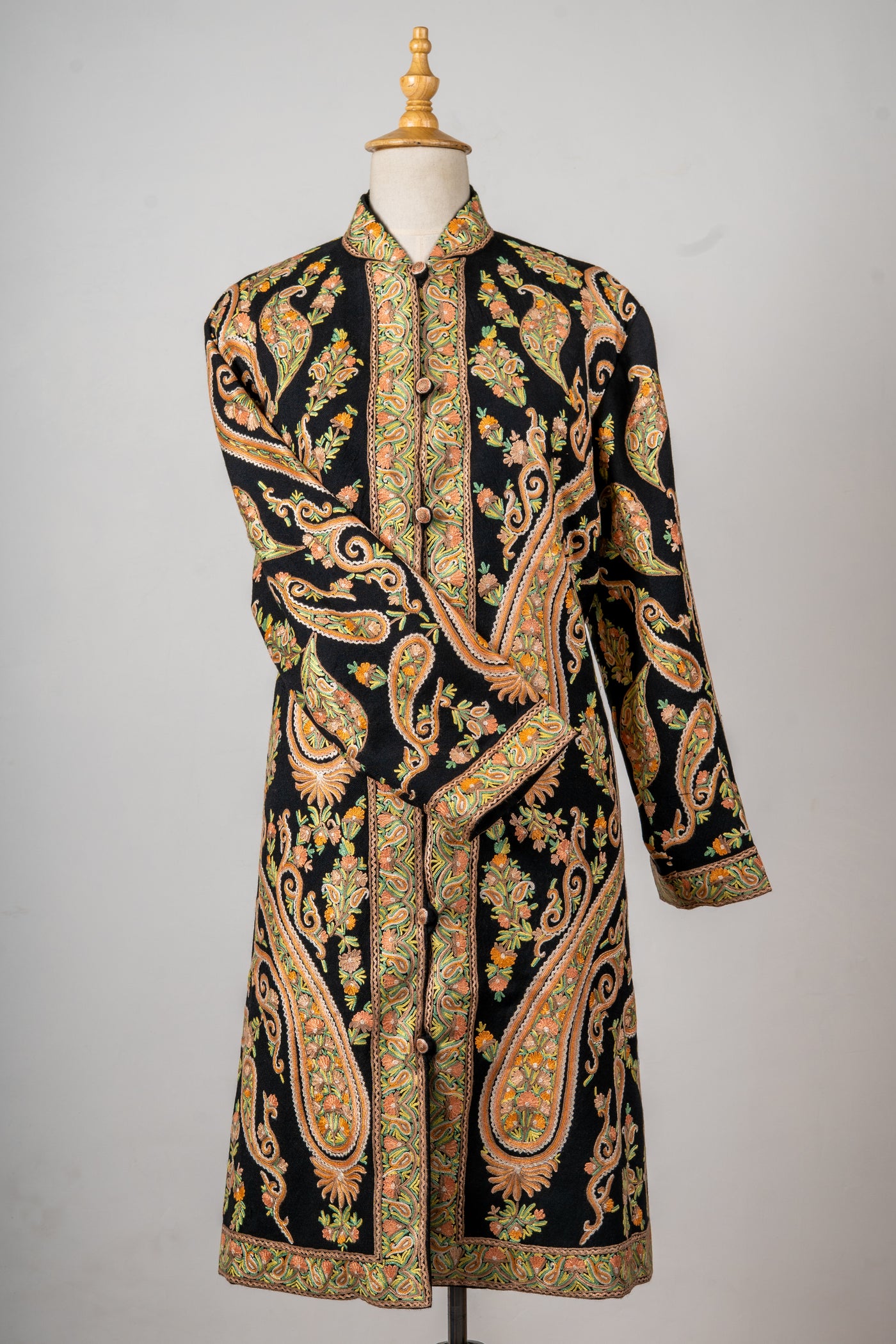 Golden Vine Aari Hand-Embroidered Long Jacket