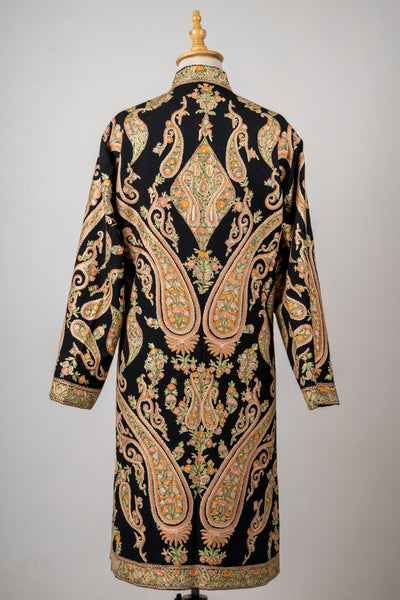 Golden Vine Aari Hand-Embroidered Long Jacket