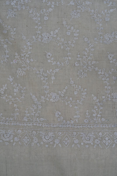 Sozni Hand Embroidered Pashmina: Ivory Whisper All Over Floral