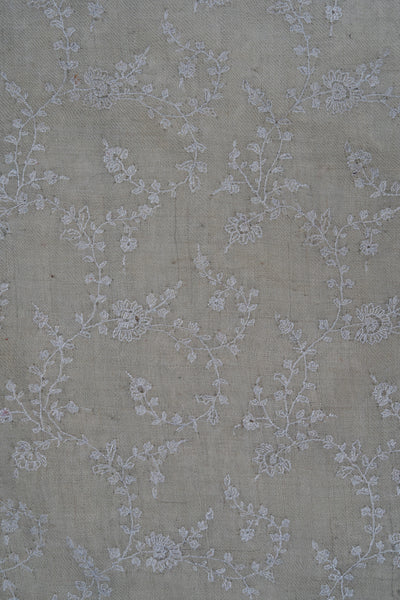 Sozni Hand Embroidered Pashmina: Ivory Whisper All Over Floral
