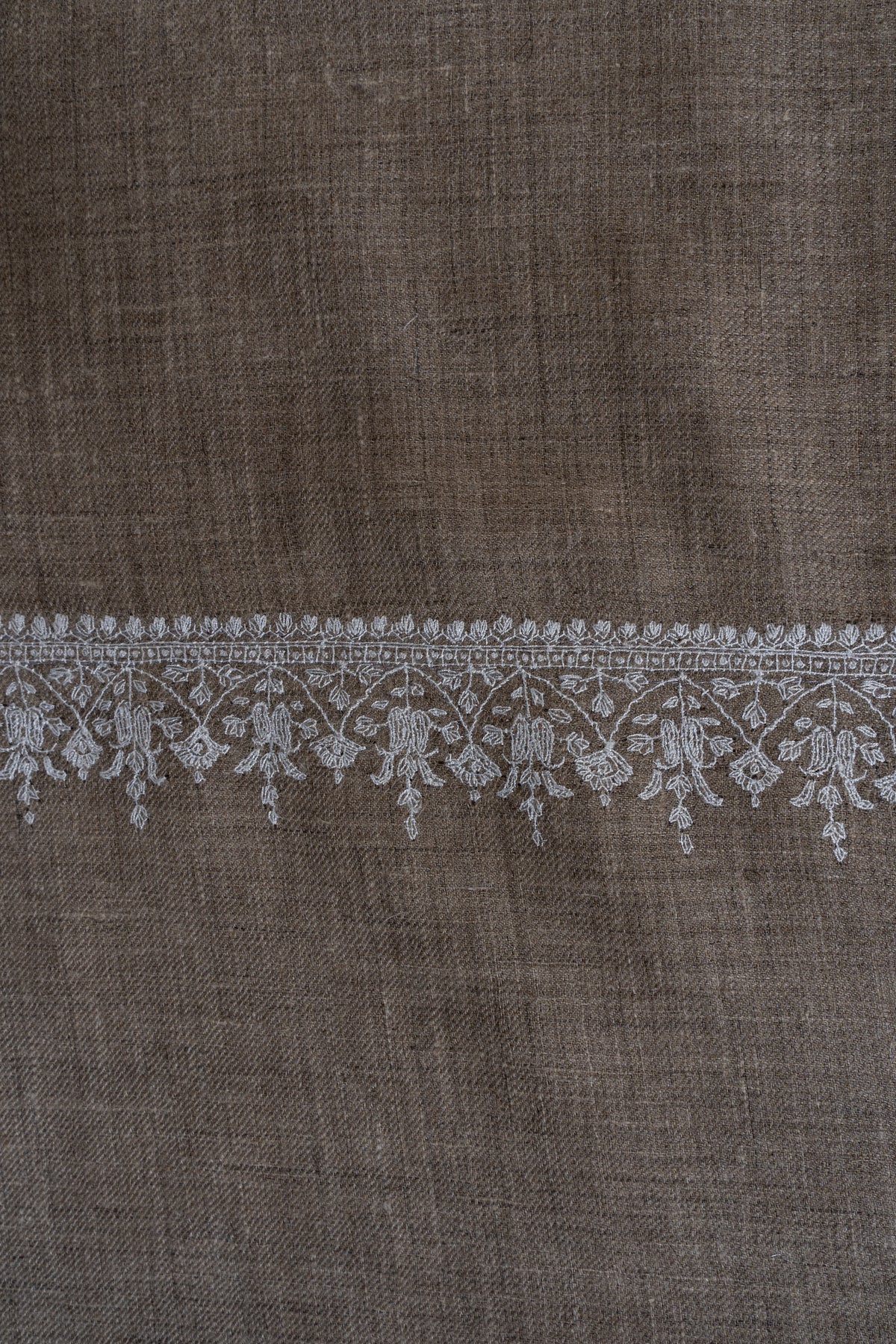 Midnight Contrast: Pure Pashmina Sozni Hand Embroidered Shawl