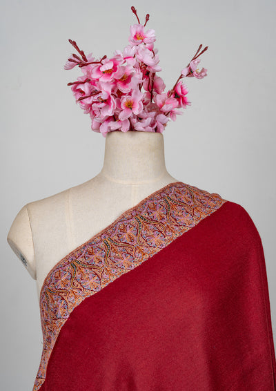 Crimson Sozni Élan — Pure Pashmina Shawl