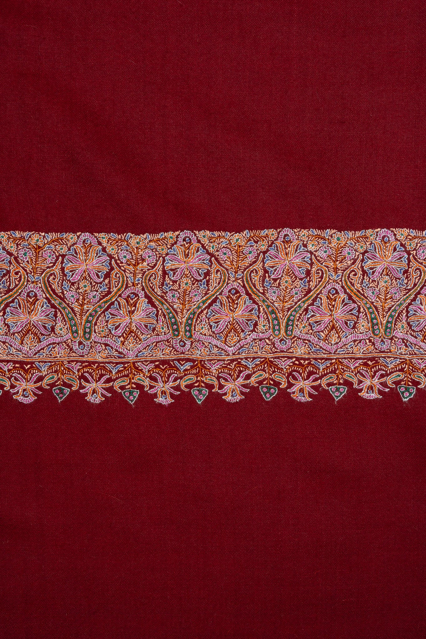Crimson Sozni Élan — Pure Pashmina Shawl