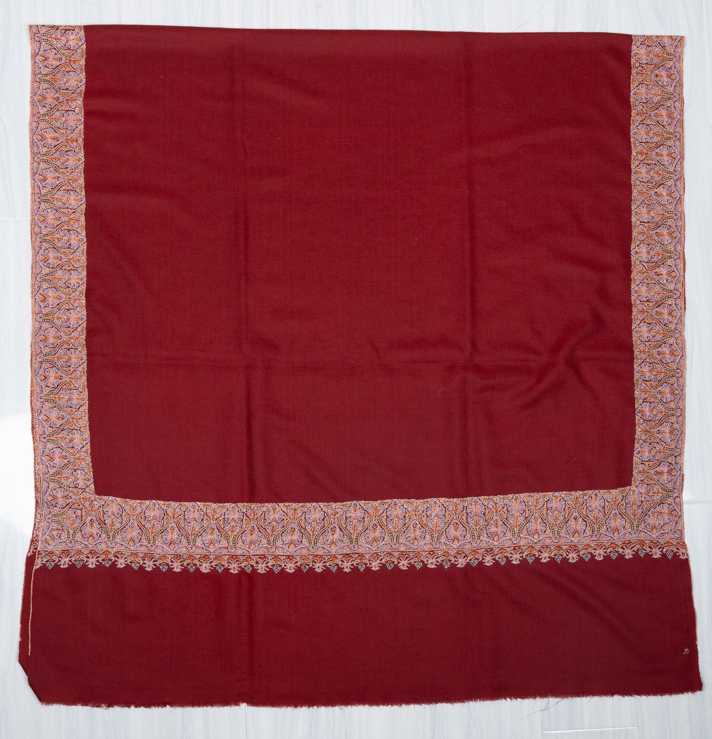 Crimson Sozni Élan — Pure Pashmina Shawl