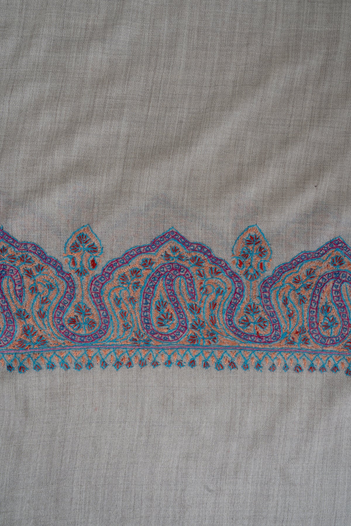 Moonlight Ivory: Merino Wool Hand Embroidered 2.5 Yards Shawl