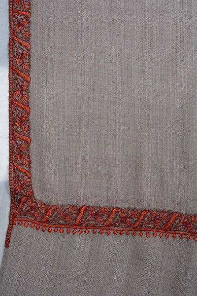 2.5 Yards Sozni Hand Embroidered Shawl in Soft Ash Grey Blush
