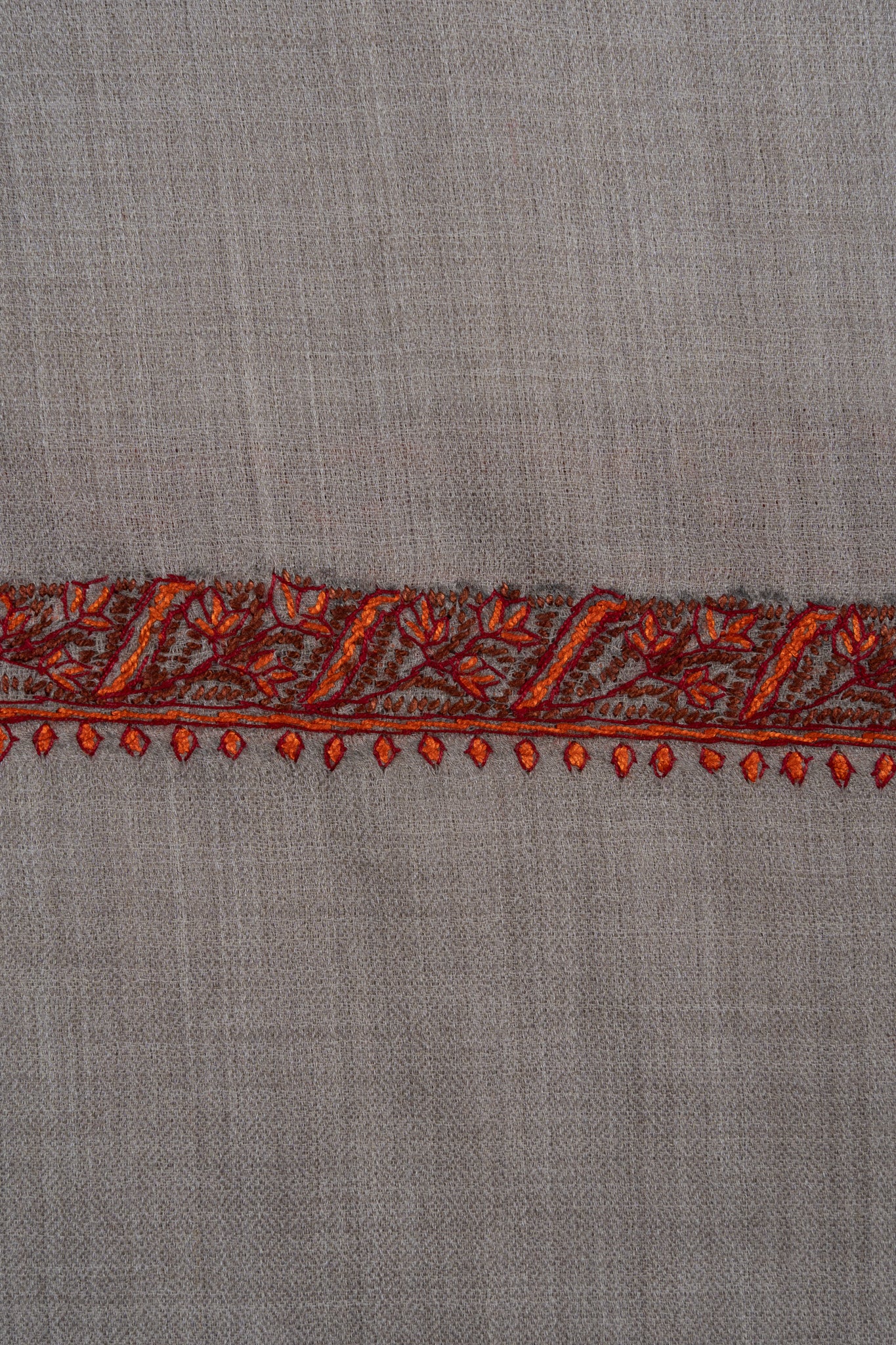 2.5 Yards Sozni Hand Embroidered Shawl in Soft Ash Grey Blush