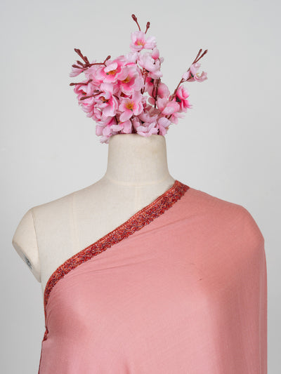 2.5 Yards Sozni Hand Embroidered Shawl in Blush Rose Charm