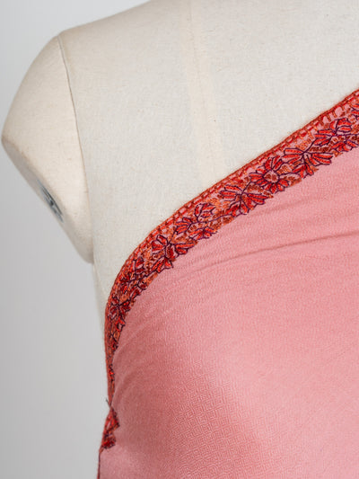 2.5 Yards Sozni Hand Embroidered Shawl in Blush Rose Charm