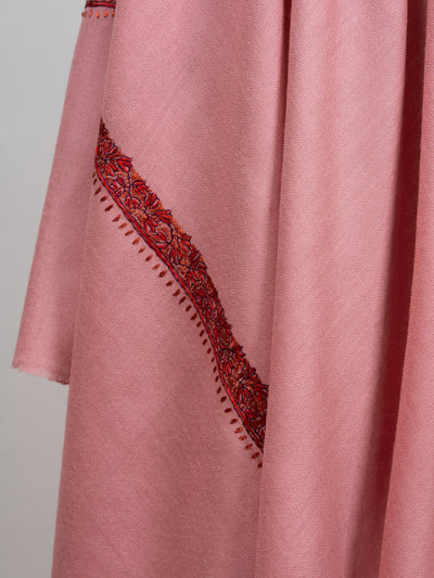 2.5 Yards Sozni Hand Embroidered Shawl in Blush Rose Charm