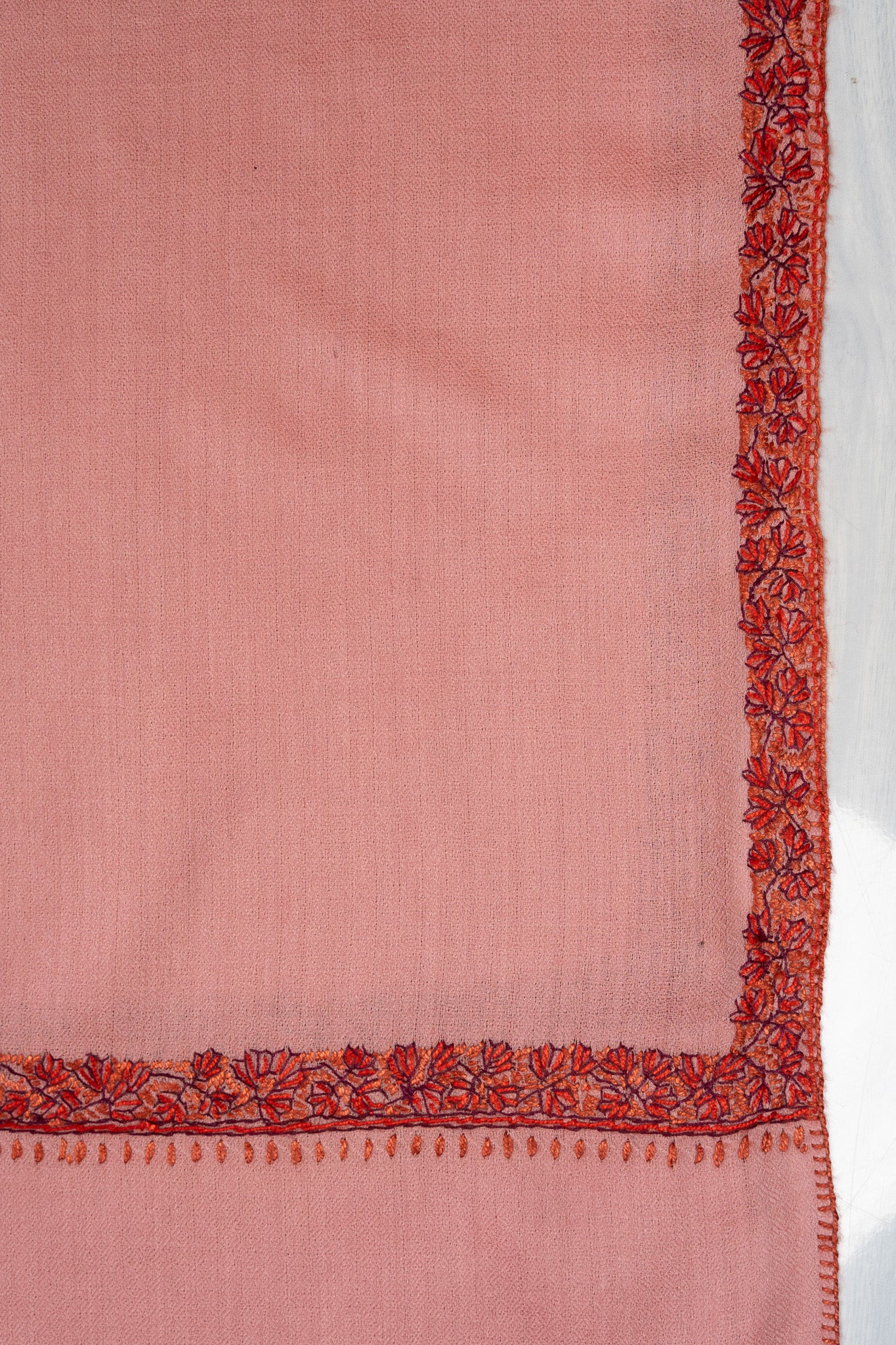 2.5 Yards Sozni Hand Embroidered Shawl in Blush Rose Charm