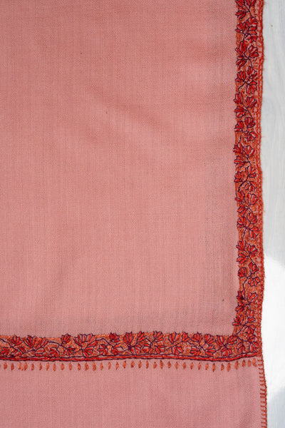 2.5 Yards Sozni Hand Embroidered Shawl in Blush Rose Charm