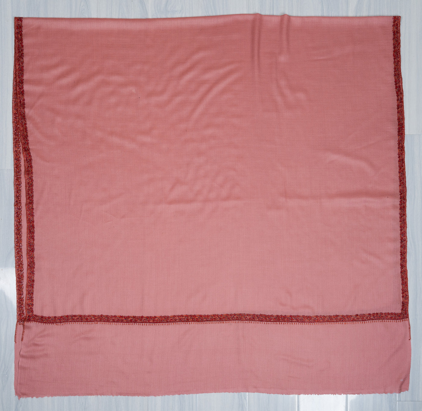 2.5 Yards Sozni Hand Embroidered Shawl in Blush Rose Charm