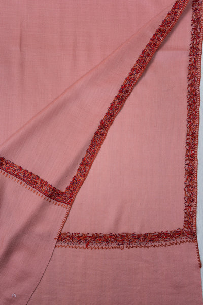 2.5 Yards Sozni Hand Embroidered Shawl in Blush Rose Charm