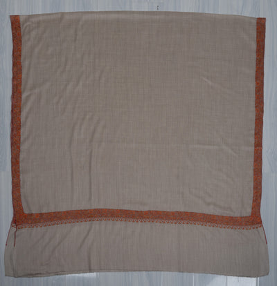 2.5 Yards Sozni Hand Embroidered Shawl in Soft Sandstone Beige