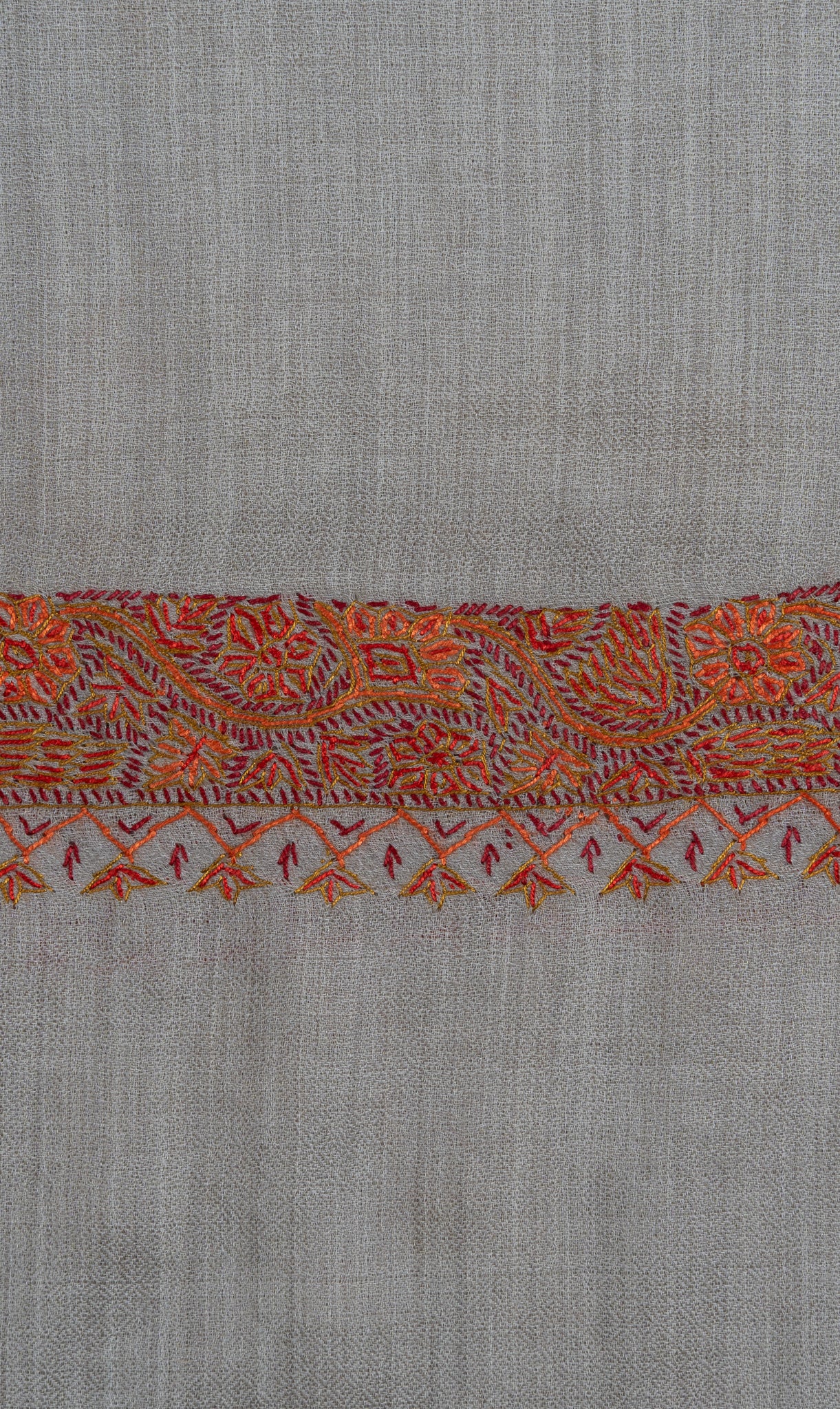 2.5 Yards Sozni Hand Embroidered Shawl in Soft Sandstone Beige