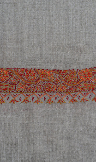 2.5 Yards Sozni Hand Embroidered Shawl in Soft Sandstone Beige