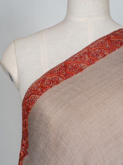 2.5 Yards Sozni Hand Embroidered Shawl in Soft Mink Beige