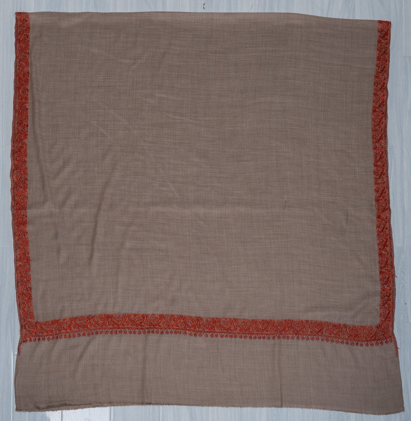 2.5 Yards Sozni Hand Embroidered Shawl in Soft Mink Beige
