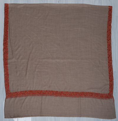 2.5 Yards Sozni Hand Embroidered Shawl in Soft Mink Beige
