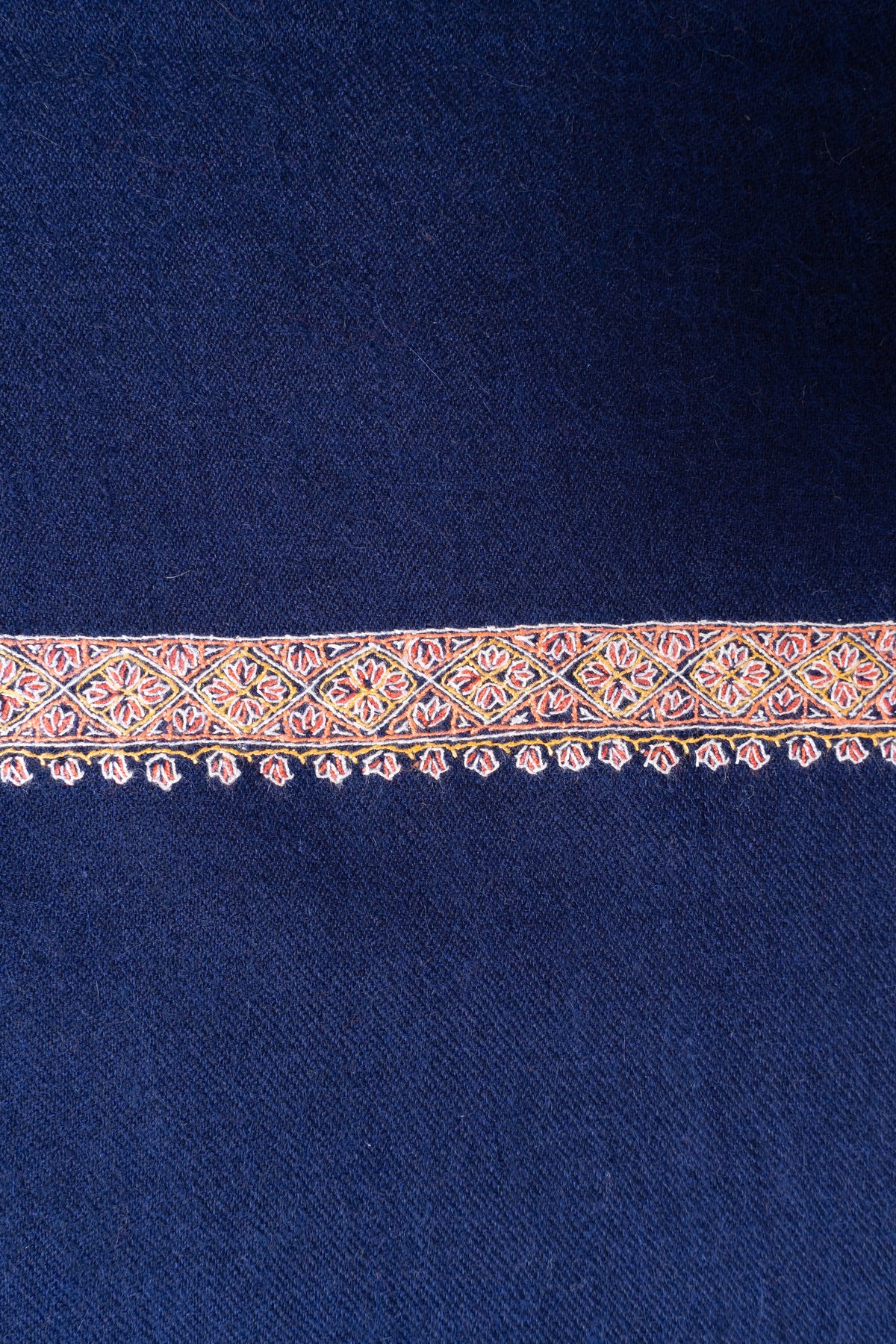 Midnight Sapphire Minimal Grace: Pure Pashmina Sozni Hand Embroidered 2.5 Yards Shawl